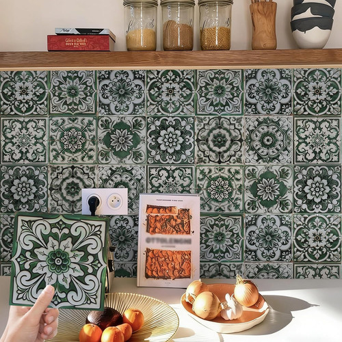 24pcs green moroccan tile - green,