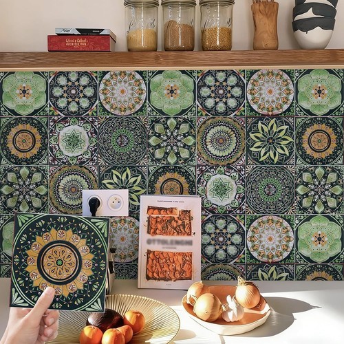 Green moroccan tile stickers - tile,