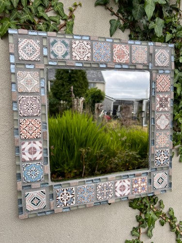 Square mosaic wall mirror - square,